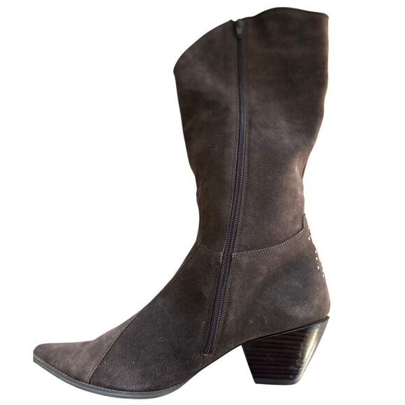 Pazzo Sioux Chocolate Brown Suede Rhinestone Embellished Cowboy Boots - Picture 6 of 12